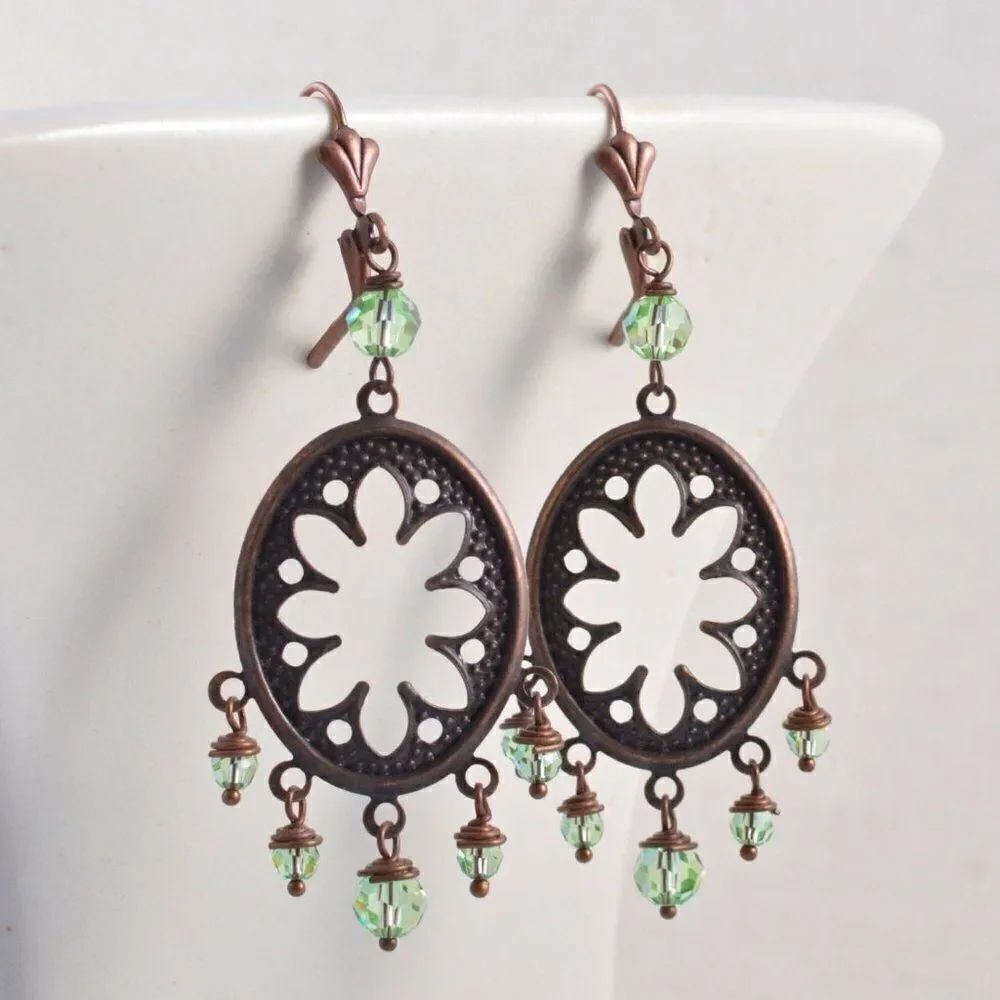 Oval Filigree Chandelier Earrings